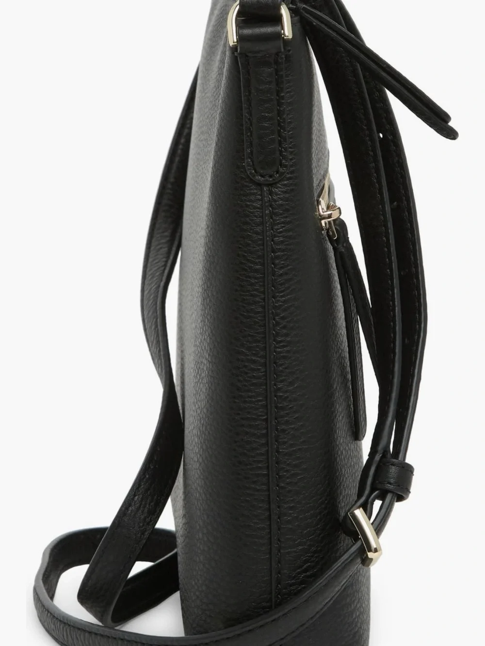 Kate Spade Jackson Top Zip Leather Crossbody Bag in Black Pebble Learher